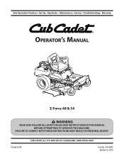 Cub Cadet Z-Force 54 Z-Force 48 Operator's Manual