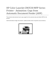 HP CM3530 HP Color LaserJet CM3530 MFP Series Printer - Animation: Copy from the Automatic Document Feeder (ADF)