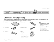 Lenovo ThinkPad A30 English - A30 Series Setup Guide