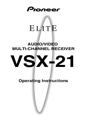Pioneer VSX-21 Operating Instructions