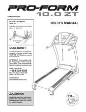 ProForm 10.0 Zt Treadmill English Manual