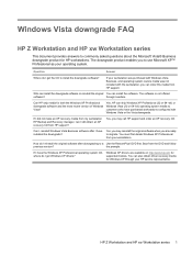 HP Xw6600 HP xw and Z Series Workstations - Windows Vista Business downgrade FAQ