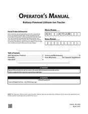 Cub Cadet CC 30 e Electric Rider Operation Manual