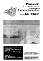 Panasonic FHD351 Operating Instructions