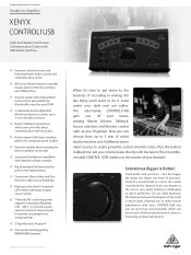 Behringer CONTROL1USB Product Information Document