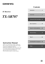 Onkyo TX-SR707 Owner Manual