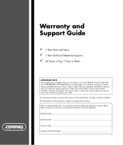 Compaq Presario SR1000 Warranty and Support Guide
