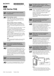 Sony ICD-P110 ICD Series FAQ