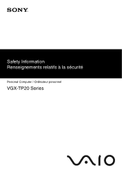 Sony VGX-TP25E/B Safety Information