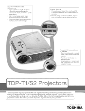 Toshiba TDP-S2 Detailed specs for Conference Room Projectors TDP-T1