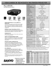 Sanyo PLC-XF47A Print Specs