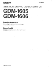 Sony GDM-1606 Users Guide