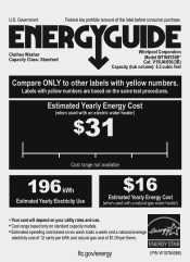 Whirlpool WTW8700EC Energy Guide
