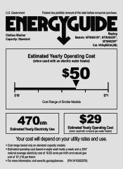 Amana NTW4630Y Energy Guide