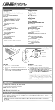 Asus Marshmallow Mouse MD100 Lite Users Manual English