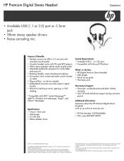 HP RF823AA HP Premium Digital Stereo Headset - Datasheet