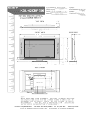 Sony KDL-42XBR950 Dimensions Diagrams