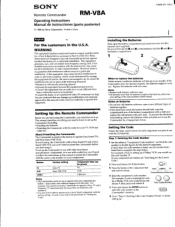 Sony RM-V8A/T Operating Instructions
