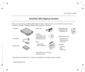 Lenovo ThinkPad 380XD TP 380Z Shipping Checklist that was provided with the system in the box. It provides a list of material that shipped with the Th
