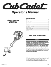 Cub Cadet CC 310 Operation Manual