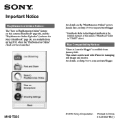 Sony MHS-TS55 PlayMemories Online Notice: / Mac Compatibility Notice: