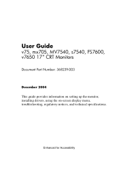 HP v7650 User Guide 17' CRT Monitors - Enhanced for Accessibility