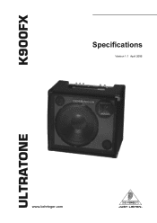 Behringer ULTRATONE K900FX Specifications Sheet