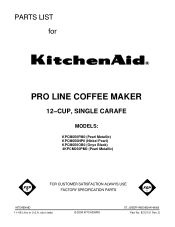 KitchenAid KPCM050PM Parts List