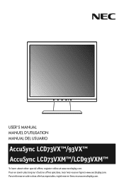 NEC ASLCD73VXM-BK LCD73VX/93VX/73VXM/93VXM UM