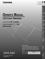 Toshiba 20HLK86 User Manual