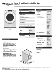 Whirlpool WGD560LH Specification Sheet