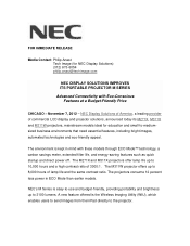 NEC NP-M271X Launch Press Release