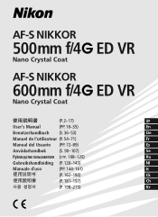 Nikon 500mm F4G User Manual