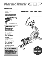 NordicTrack E 8.7 Elliptical Spanish Manual