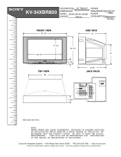 Sony KV-34XBR800 Dimensions Diagrams