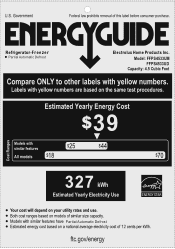 Frigidaire FFPS4533UM Energy Guide