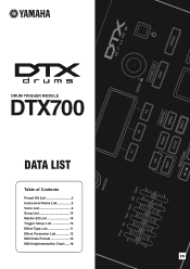 Yamaha DTX700 Data List