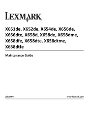 Lexmark X652DE Maintenance Guide