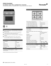 Thermador PRG304WH Product Spec Sheet