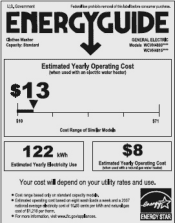 GE WCVH4815KMS Energy Guide