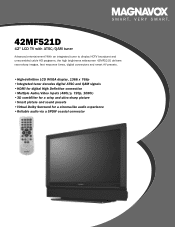 Magnavox 42MF521D Product Spec Sheet