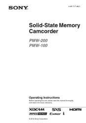 Sony PMW200 User Manual (PMW-100 Memory Camcorder Operation Manual for Firmware Version 1.10)