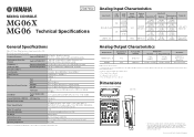 Yamaha MG06X Technical Specifications