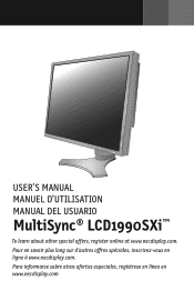 NEC LCD1990SXi BK MultiSync LCD1990SXi : MultiSync LCD1990SXi User's Manual