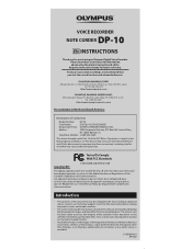 Olympus DP-10 DP-10 Instructions (English)