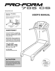 ProForm 785 Cs Treadmill English Manual