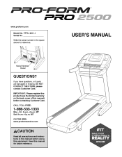 ProForm Pro 2500 Treadmill English Manual