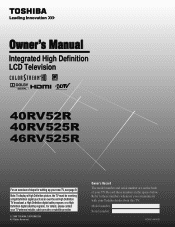 Toshiba 46RV525R Owner's Manual - English