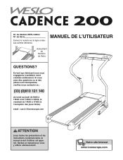 Weslo Cadence 200 Treadmill French Manual