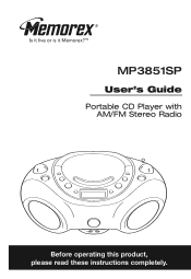 Memorex MP3851BLK User Guide